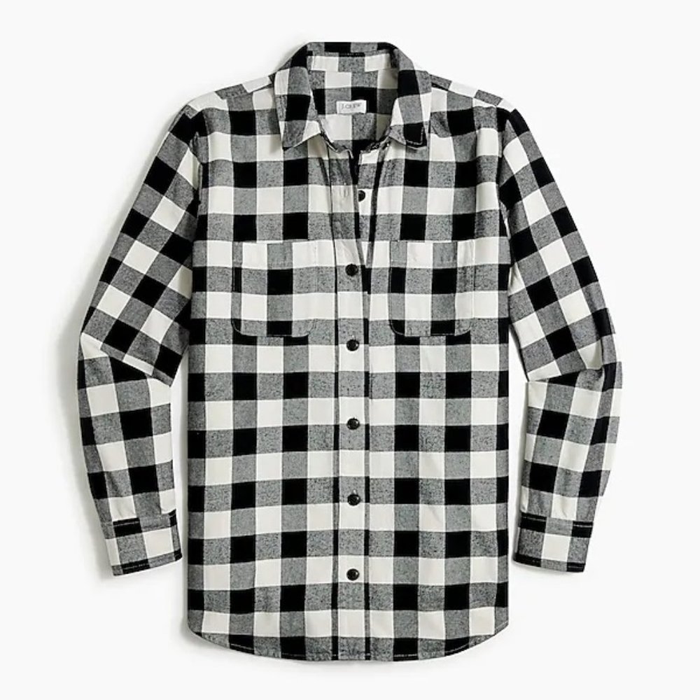 NWT J. Crew Buffalo Plaid Flannel Button Up Shirt Jacket size M - Picture 6 of 8